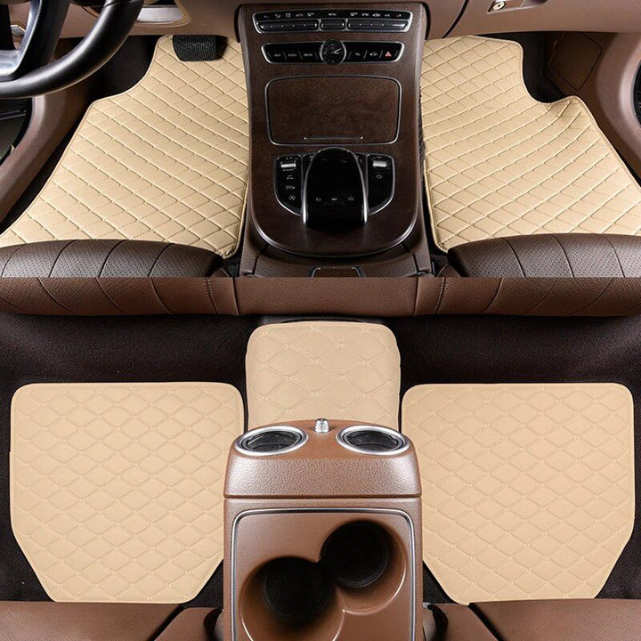 Universal Luxe Leather Car Floor Mats - Waterproof & Scratch-Resistant 5Pc Set