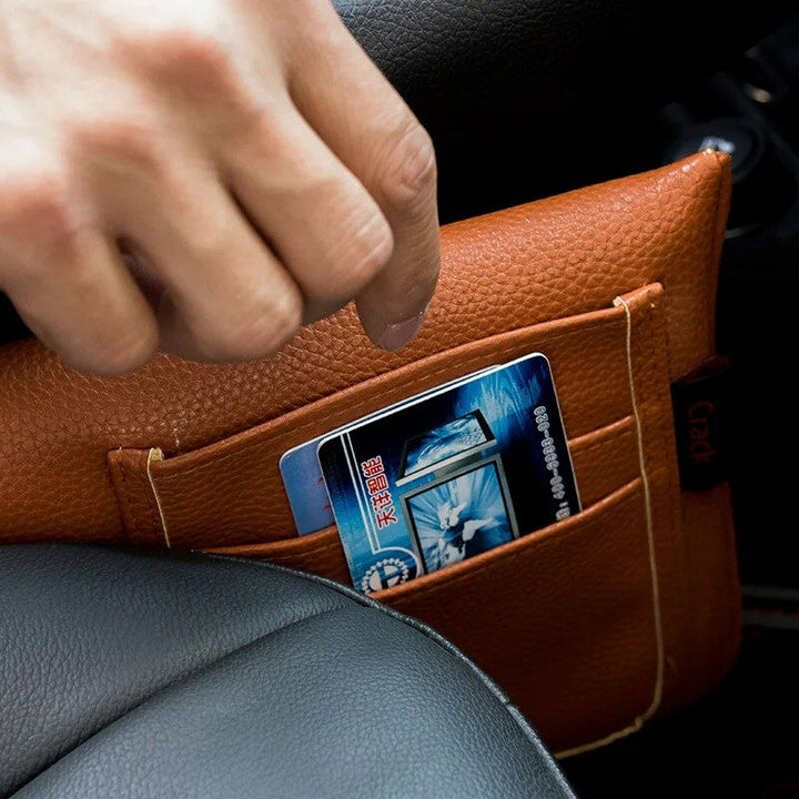Luxury PU Leather Car Seat Gap Filler with Organizer Pockets