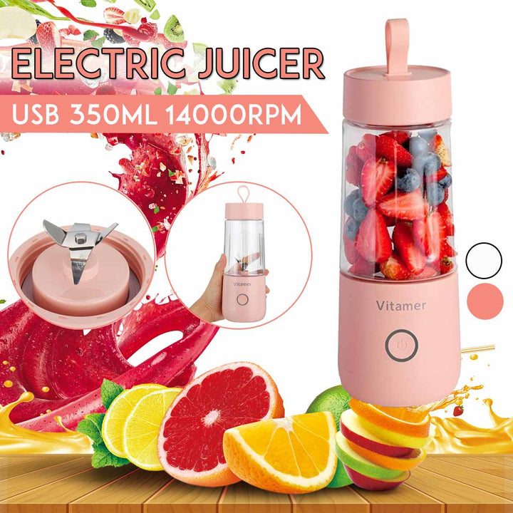 350ml Portable Blender Juicer Electric USB Rechargeable Mixer Smoothie Slushy Cup Fresh Juice Blender Bottle USB Charging Kitchen Gadgets