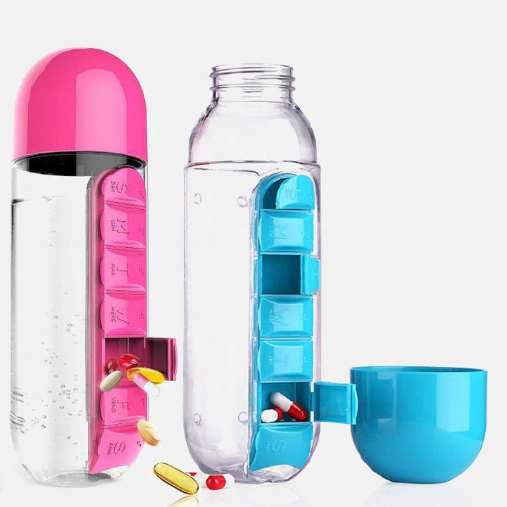 2 in 1 600ml Medicine Box Water Bottle Organizer