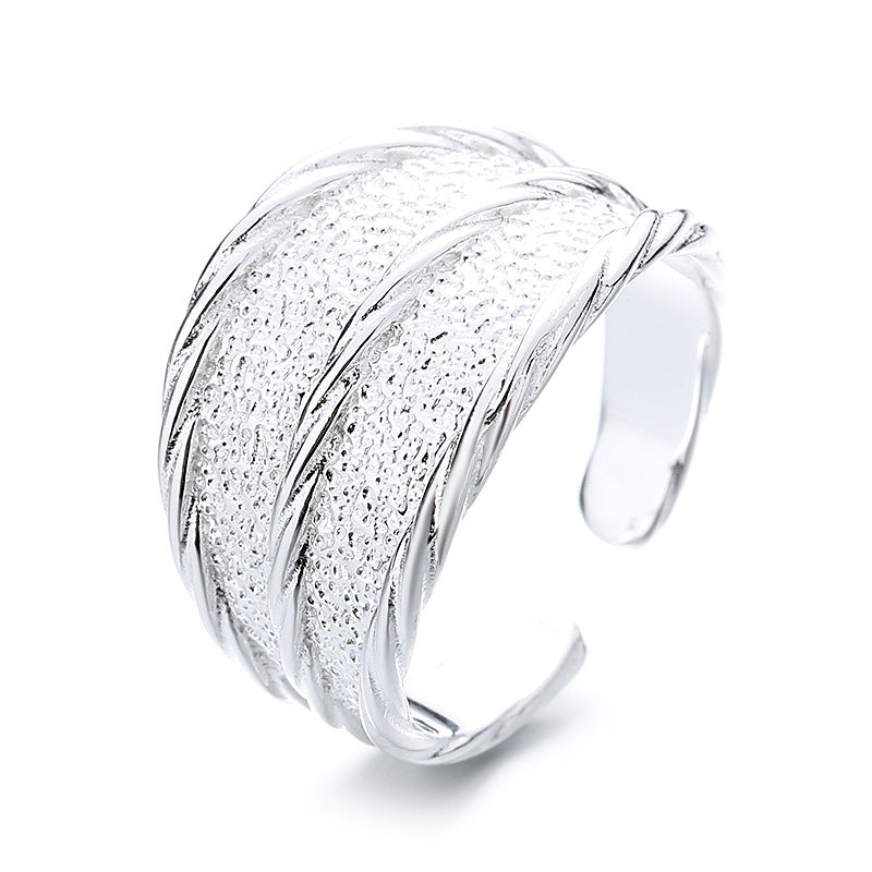 S925 Sterling Silver Simple Minimalist Concave-convex Texture Ring