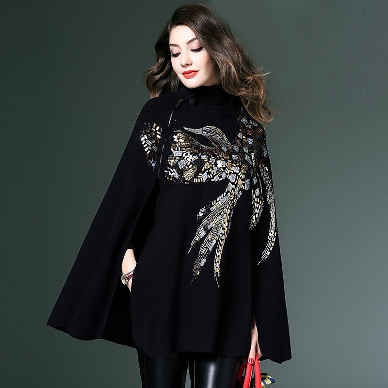 Women's Fashion Shawl Thickened Pullover Sweater Cloak