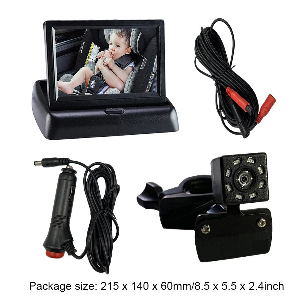 5" HD Baby Car Mirror Monitor: Infrared Night Vision, 150° View, Foldable LCD