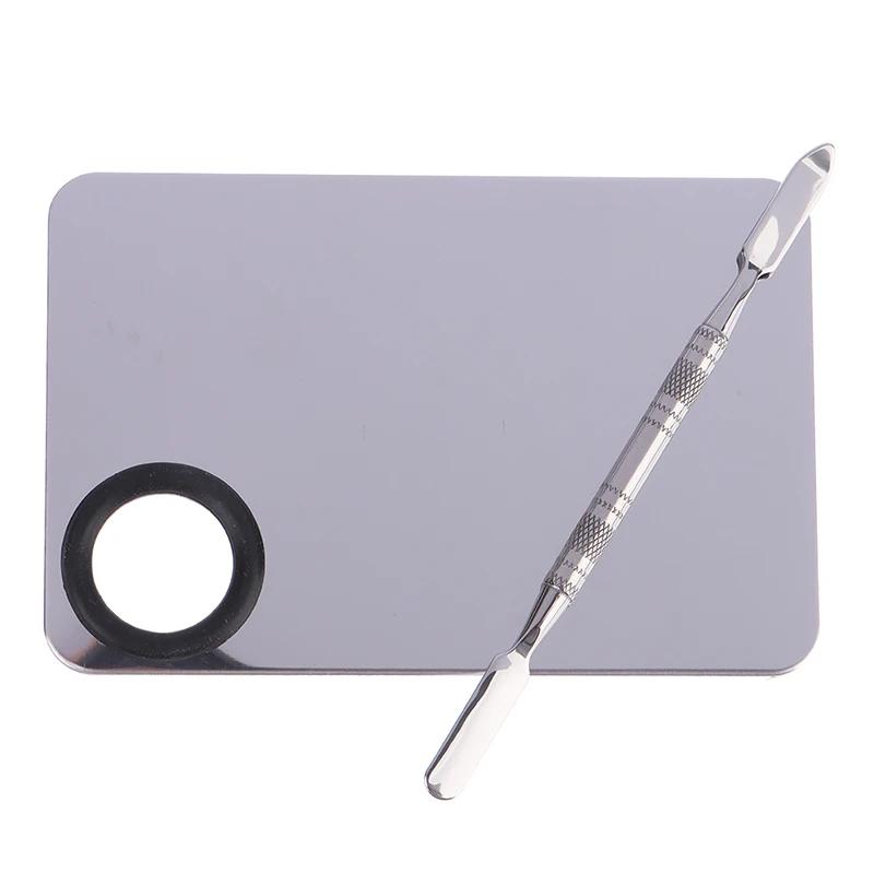 Stainless Steel Makeup & Nail Art Mixing Palette with Spatula - Professional & Portable Beauty Tool Kit