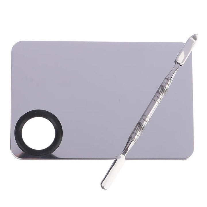 Stainless Steel Makeup & Nail Art Mixing Palette with Spatula - Professional & Portable Beauty Tool Kit