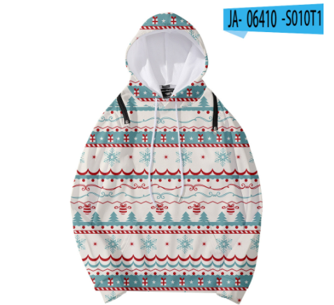 Christmas Element Printed Detachable Hooded Loose Women's Sweater