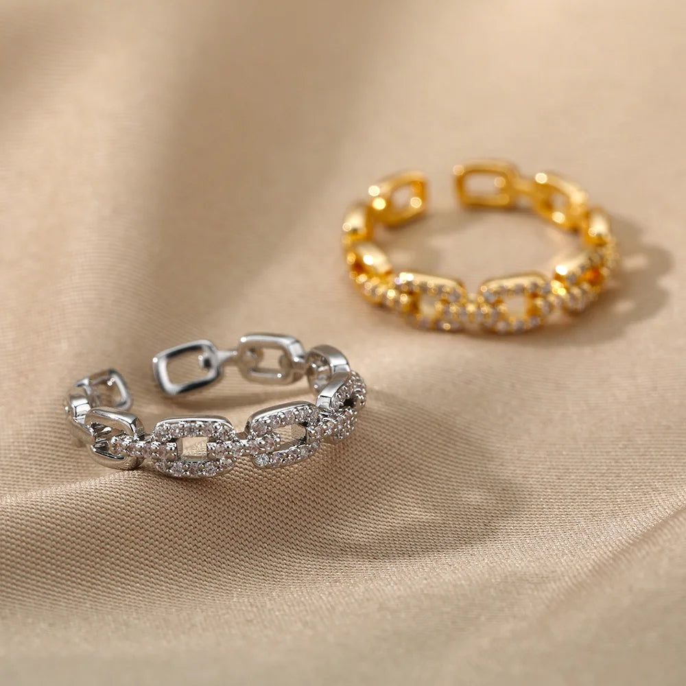 Trendy Cubic Zirconia Chain Ring