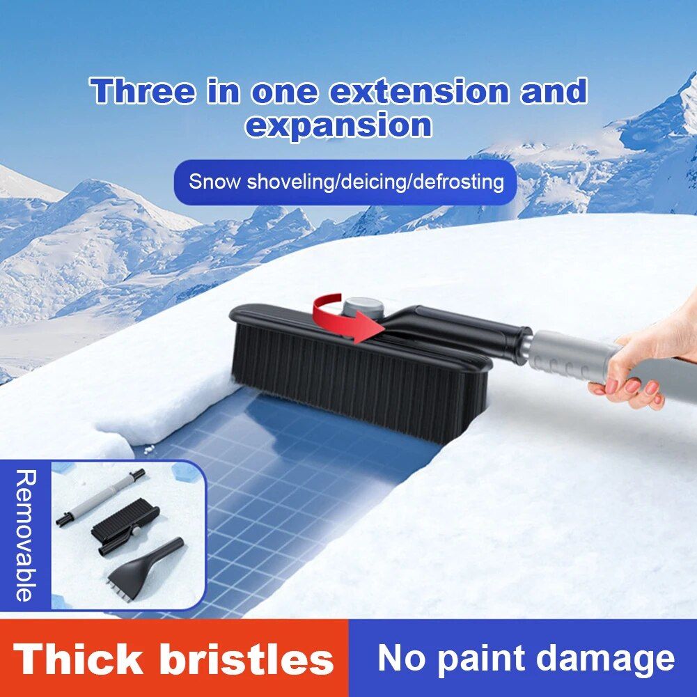 Telescopic 2-in-1 Snow Shovel & Squeegee for Car Glass Cleaning