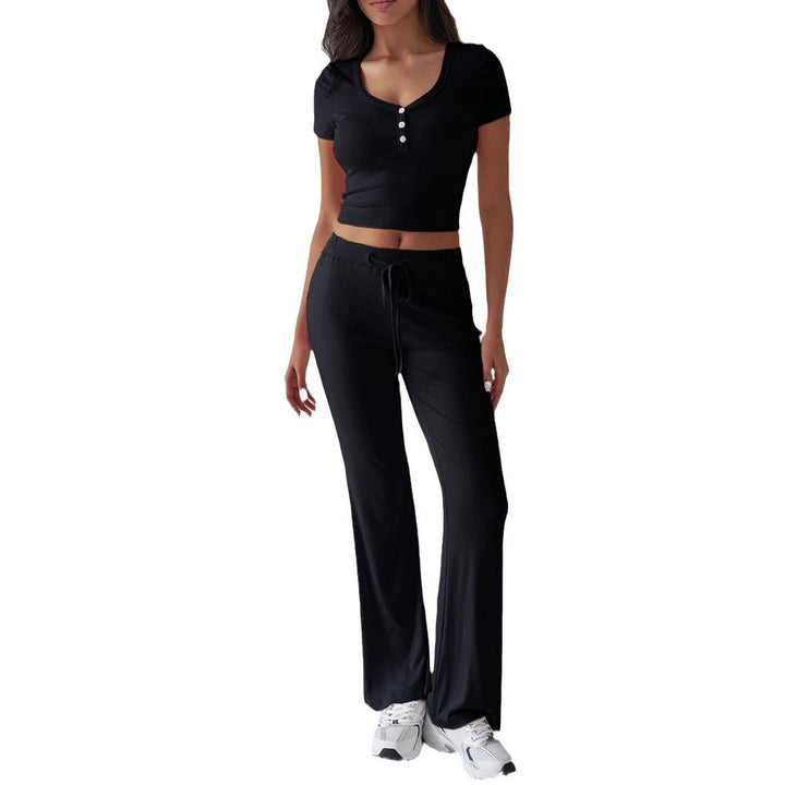 Women's Solid Color Crew Neck Casual Fashion Suit Summer