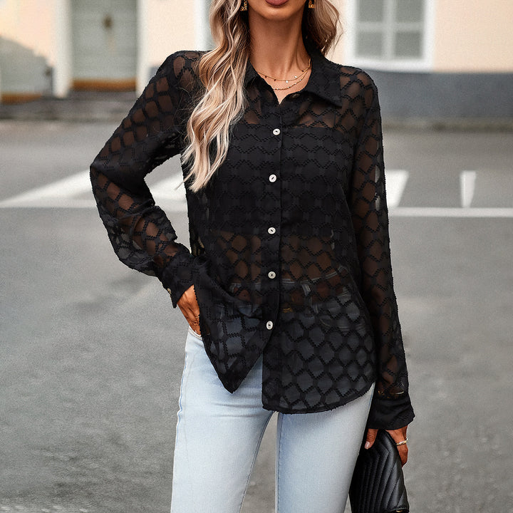 European And American Transparent Jacquard Shirt For Women