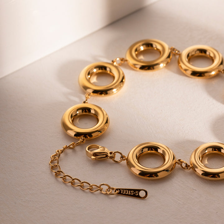 Elegant 18k Gold Plated Stainless Steel Doughnut Bangle Bracelet