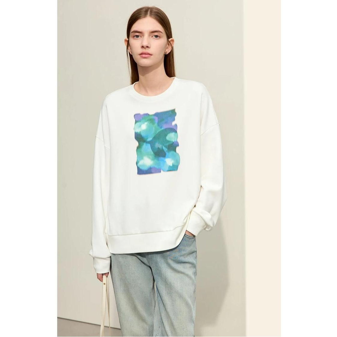 Women's Abstract Print Loose Hoodie