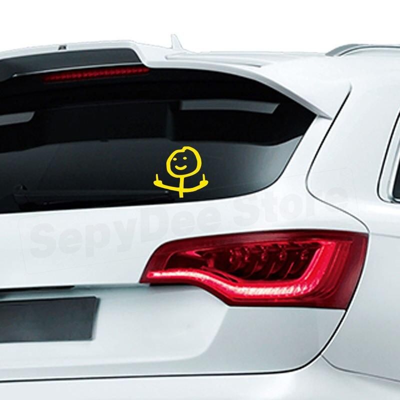 Reflective Cartoon Middle Finger Car Sticker - Personality Vinyl Decal