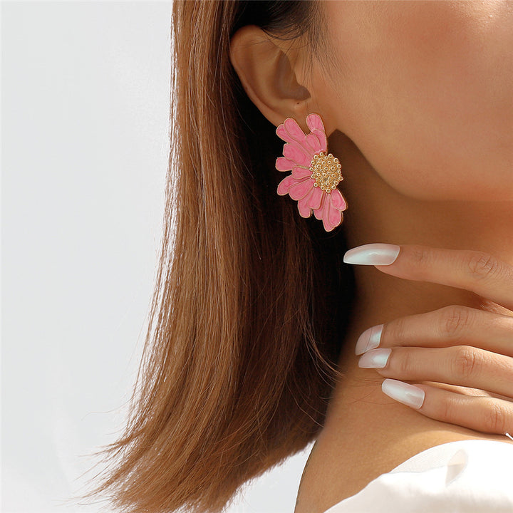 Boho Chic Colorful Flower Petal Stud Earrings