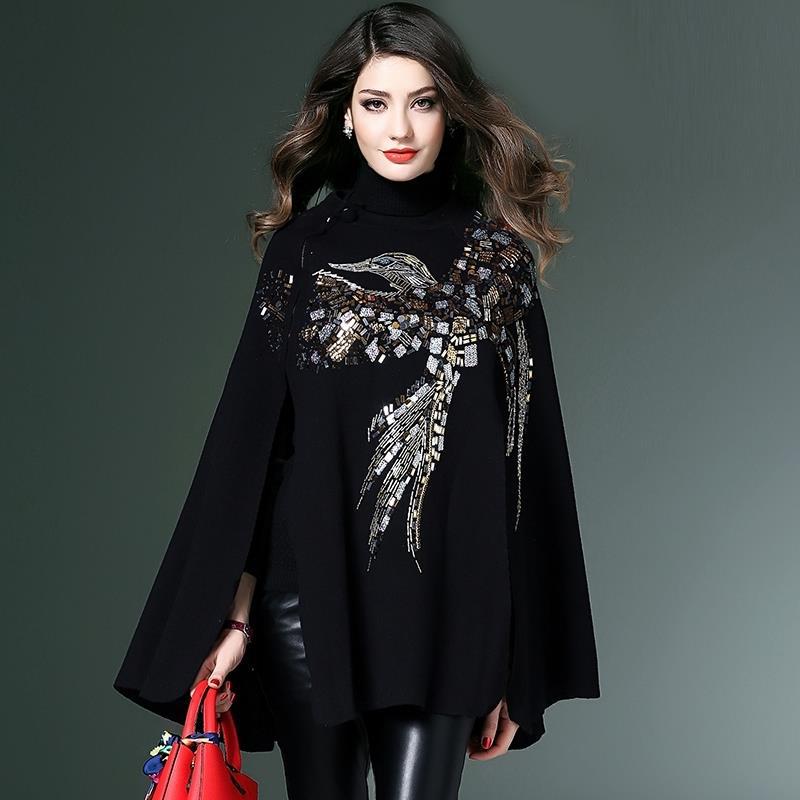 Women's Fashion Shawl Thickened Pullover Sweater Cloak