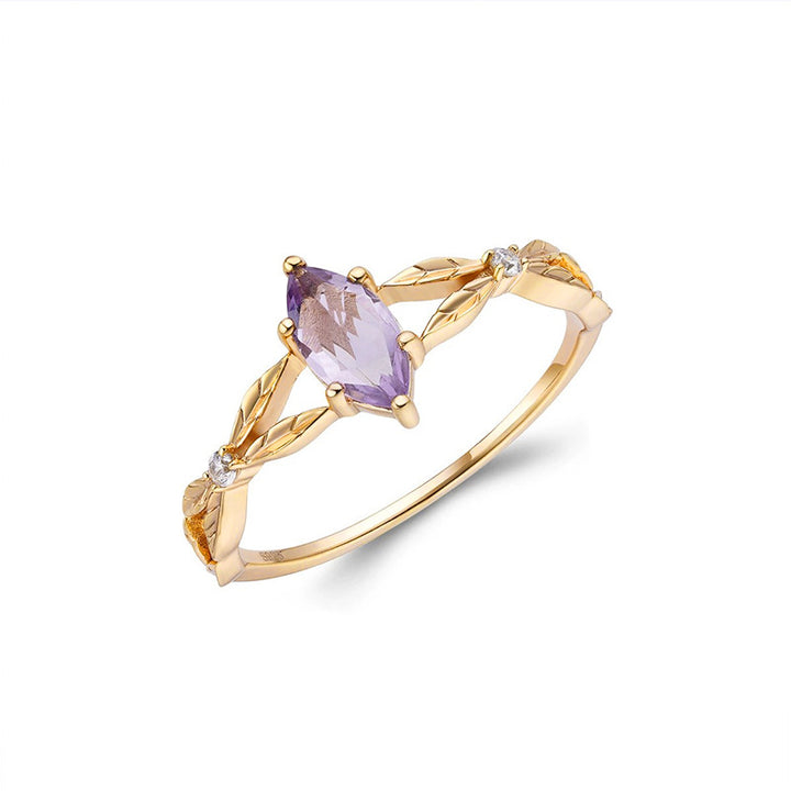 Japanese Luxury Lavender Amethyst White Zirconium Women's Ring