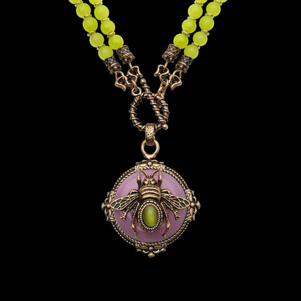 Vintage Collection Natural Agate Chartreuse Beaded Necklace
