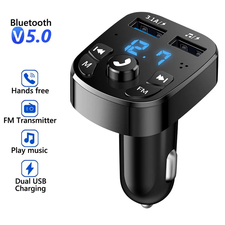 Dual USB Bluetooth Car Charger with FM Transmitter and MP3 Player