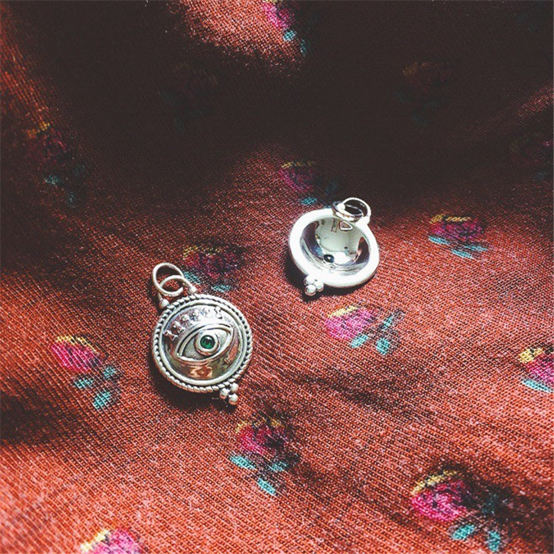 Vintage Niche Devil's Eye Sterling Silver Pendant Necklace