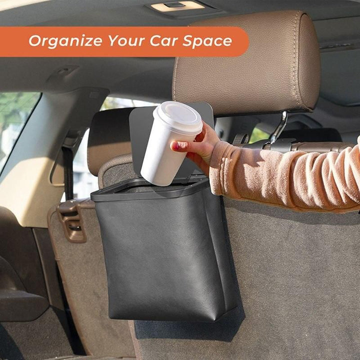 Leather Car Trash Can: Waterproof, Foldable & Multipurpose Organizer