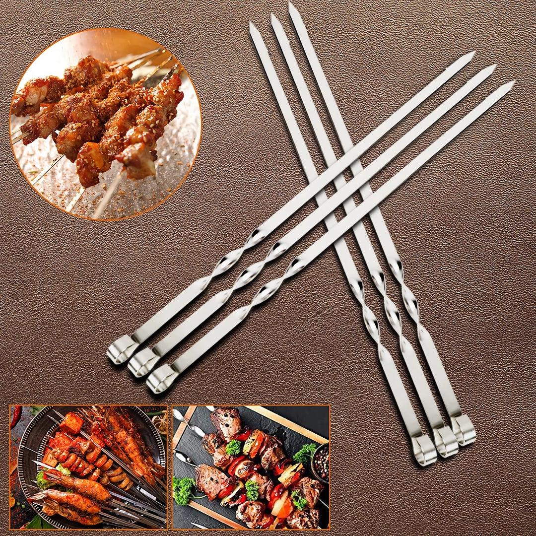 Wide Stainless Steel Barbecue Skewers (6 pcs)