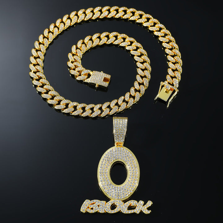 European Hip Hop Full Diamond O Letter Pendant Necklace