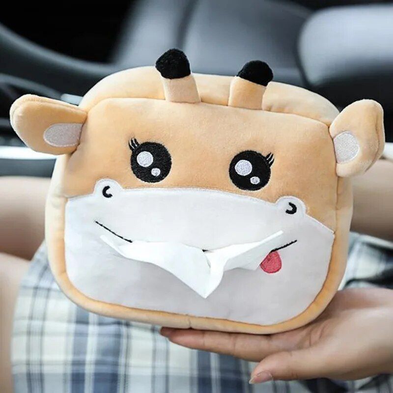 Adorable Plush Animal Car Tissue Holder - Napkin Dispenser for Auto & Home