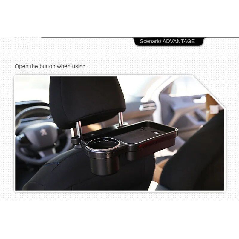 Foldable Car Storage Tray with Dual-Seat Cup & Phone Holder