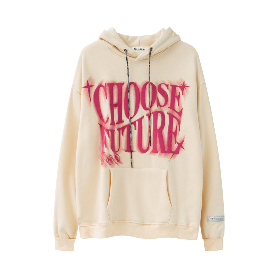 High Street Fashion Brand Foaming Letter Couple Hooded Sweater