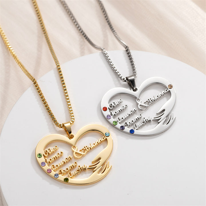 Women's Fashion Simple Birthstone Heart-shaped Pendant Necklace