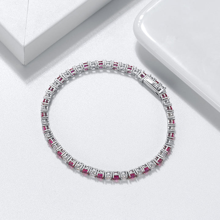 Women's Red Zircon Single Row Bracelet