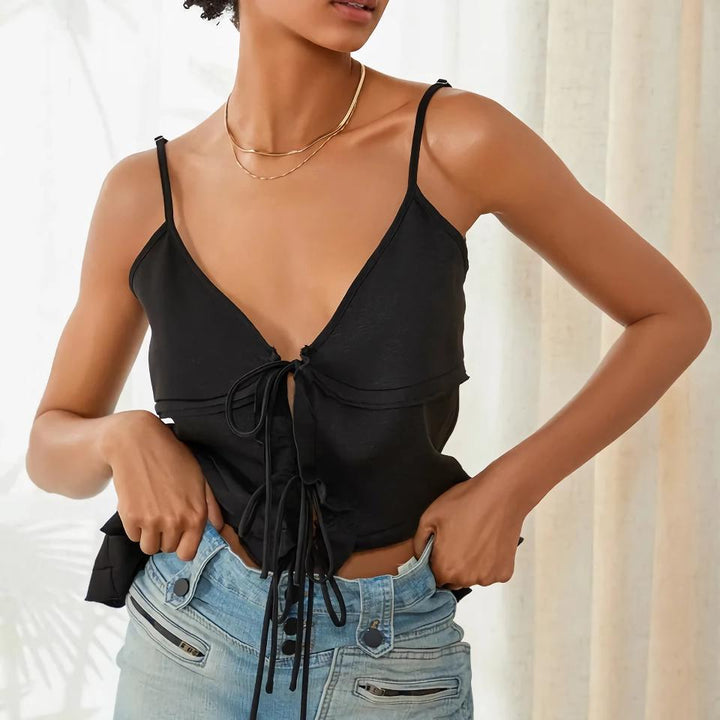 Women's V-Neck Tie-Up Camisole Sleeveless Top