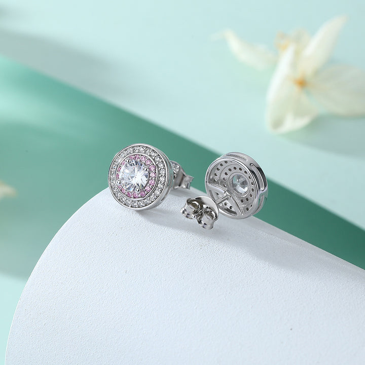 Sterling Silver Round Micro Set Zircon Earrings