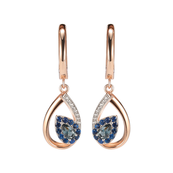 Blue Rose Gold  Electroplated Leaf Earrings
