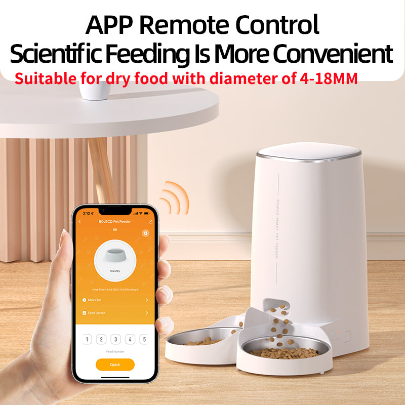 Smart WiFi Automatic Pet Feeder: Remote-Controlled Food Dispenser for Cats and Dogs