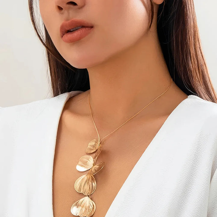 Kpop Flower Petal Pendant Choker Necklace for Women