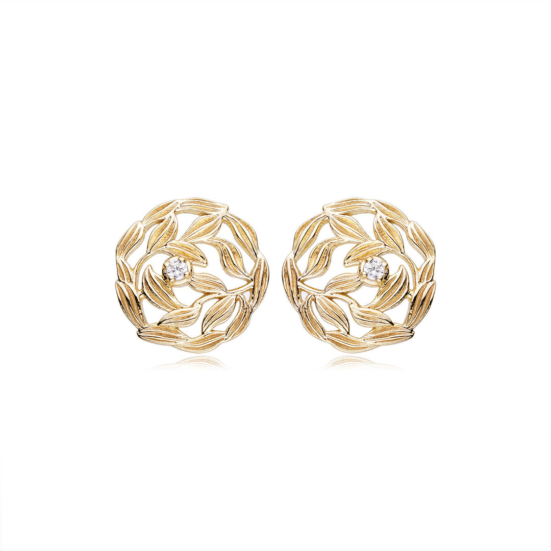 14K Gold Plated Ladies Earrings Light Luxury Fallen Leaves
