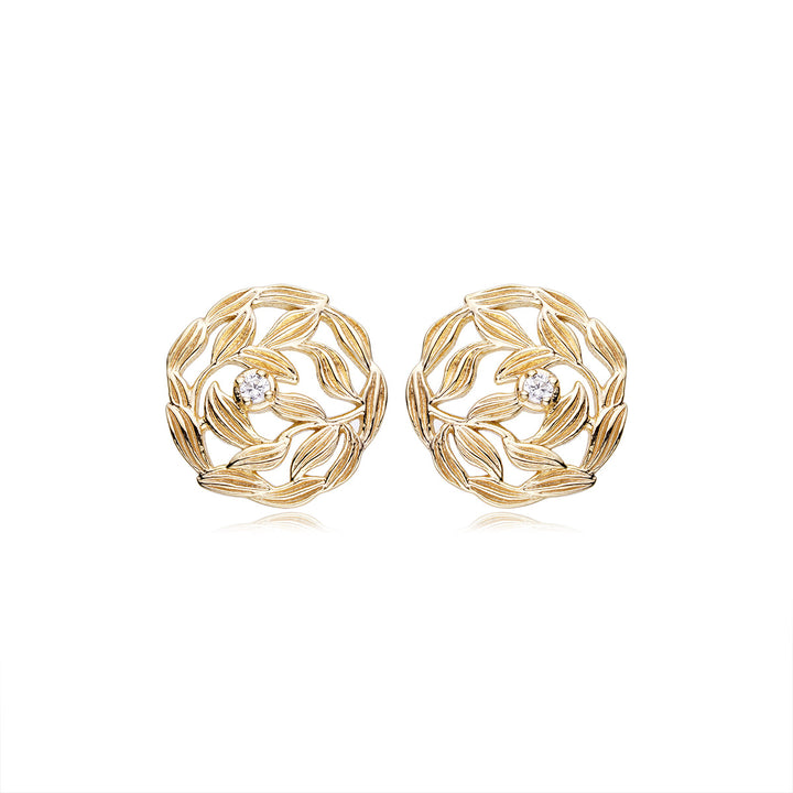 14K Gold Plated Ladies Earrings Light Luxury Fallen Leaves