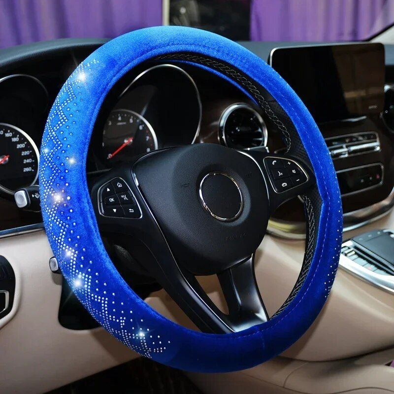 Universal Four Seasons Anti-Skid Steering Wheel Cover with Diamond Velvet Style