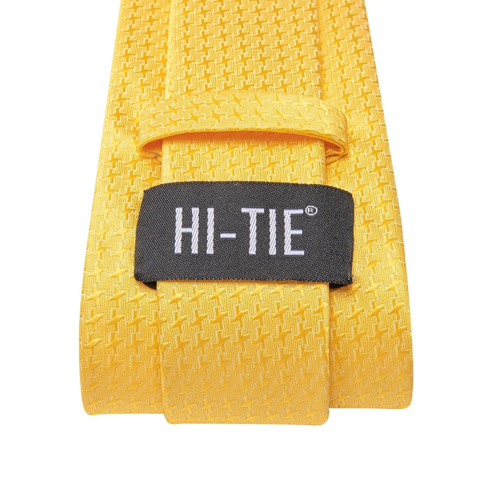 Elegant Yellow Gold Dot Silk Necktie Set for Men