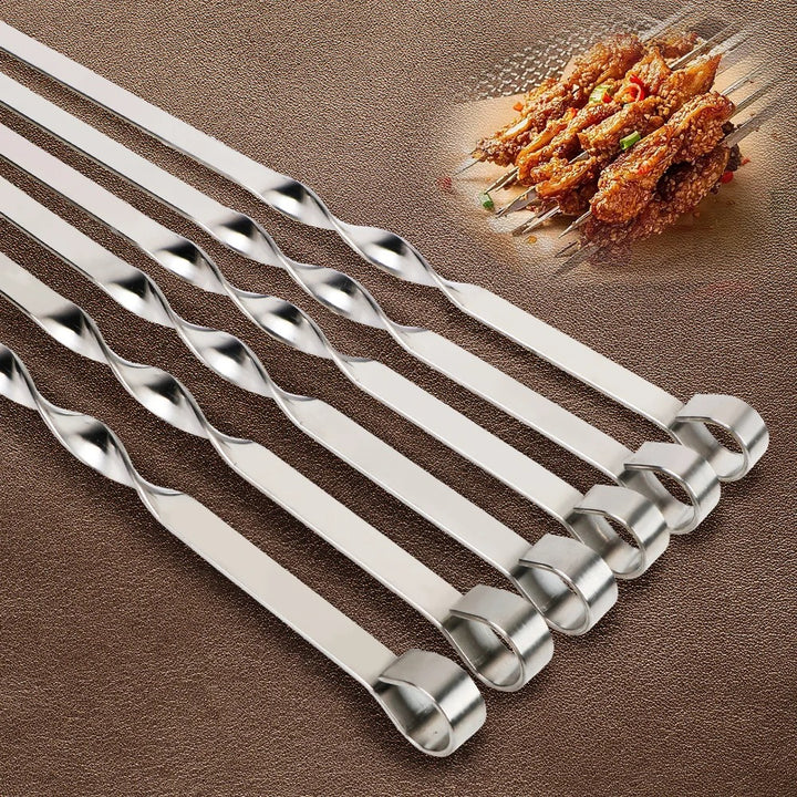 Wide Stainless Steel Barbecue Skewers (6 pcs)