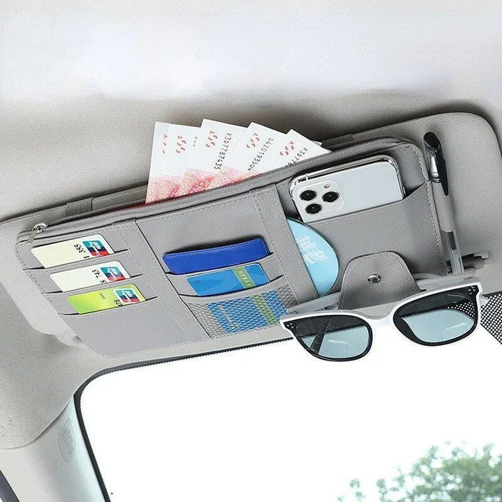 Multi-Pocket Car Sun Visor Organizer with Pen Holder