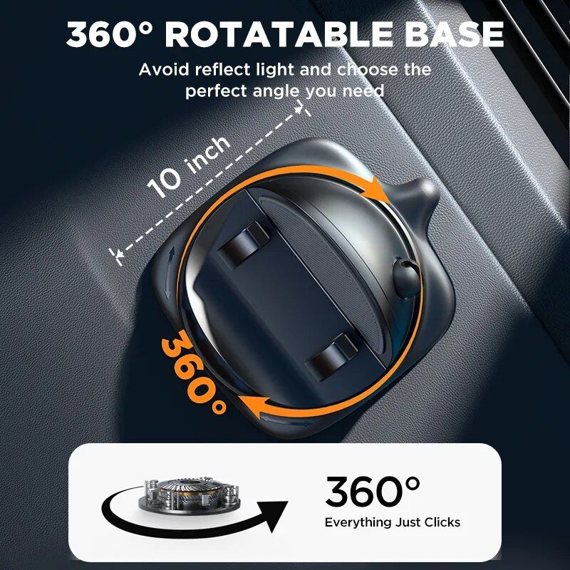 Universal 360° Rotatable Silicone Car Dash Phone Holder with Cable Management