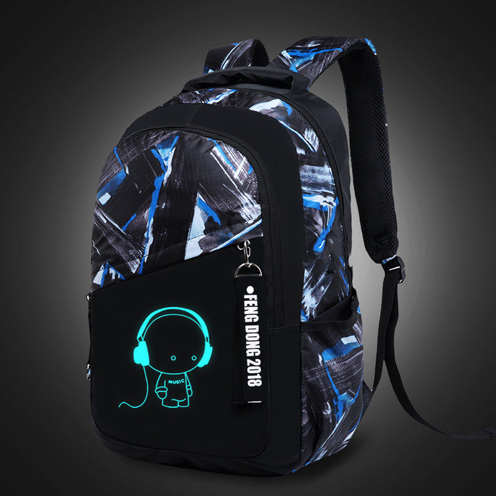 Exclusive For Cross-border Men's Backpack Junior High School Student Schoolbag Backpack Computer Bag Offload Wear-resistant Luminous One Piece Dropshipping