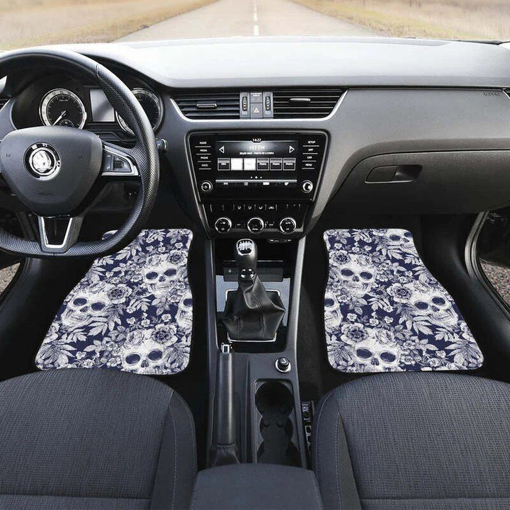 Chic Skull Floral Car Floor Mats