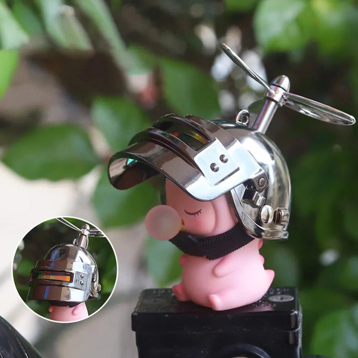 Cute Cartoon Motorcycle Bicycle Ornament with Helmet & Propeller