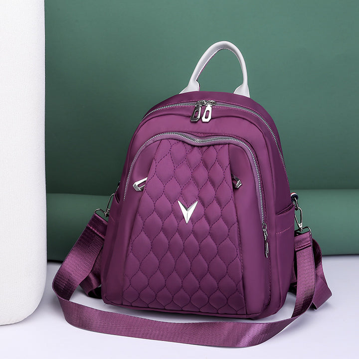 Fashion Student Backpack Rhombus Embroidery Thread Travel