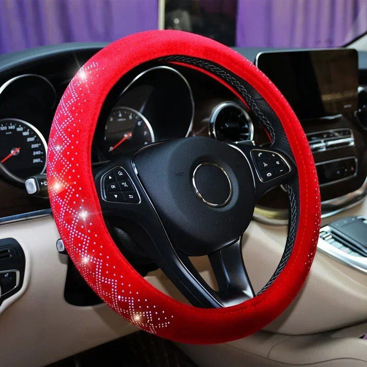 Universal Four Seasons Anti-Skid Steering Wheel Cover with Diamond Velvet Style