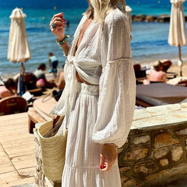 Women's Bohemian Vacation Cardigan A- Line Skirt Two-piece Set