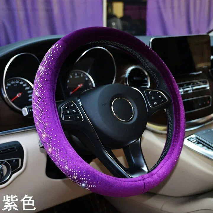 Universal Four Seasons Anti-Skid Steering Wheel Cover with Diamond Velvet Style